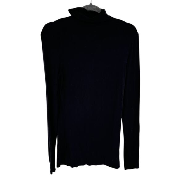 Halogen Black Long Sleeve Turtleneck Blouse Stretch Casual Transitional M - Picture 1 of 7